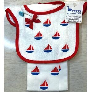 Sailboat Burping Clothing & Bib Set - NWT